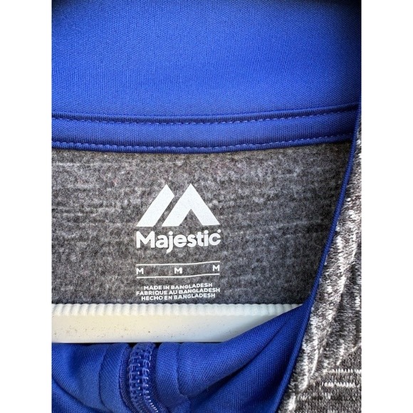 Majestic Mens LA Dodgers Quarter Zip Pullover Marled Gray Blue Logo Size M - Picture 3 of 3